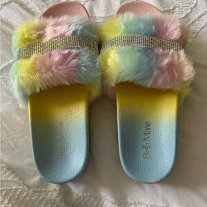 Colorful Fur Slide Slippers for Women
